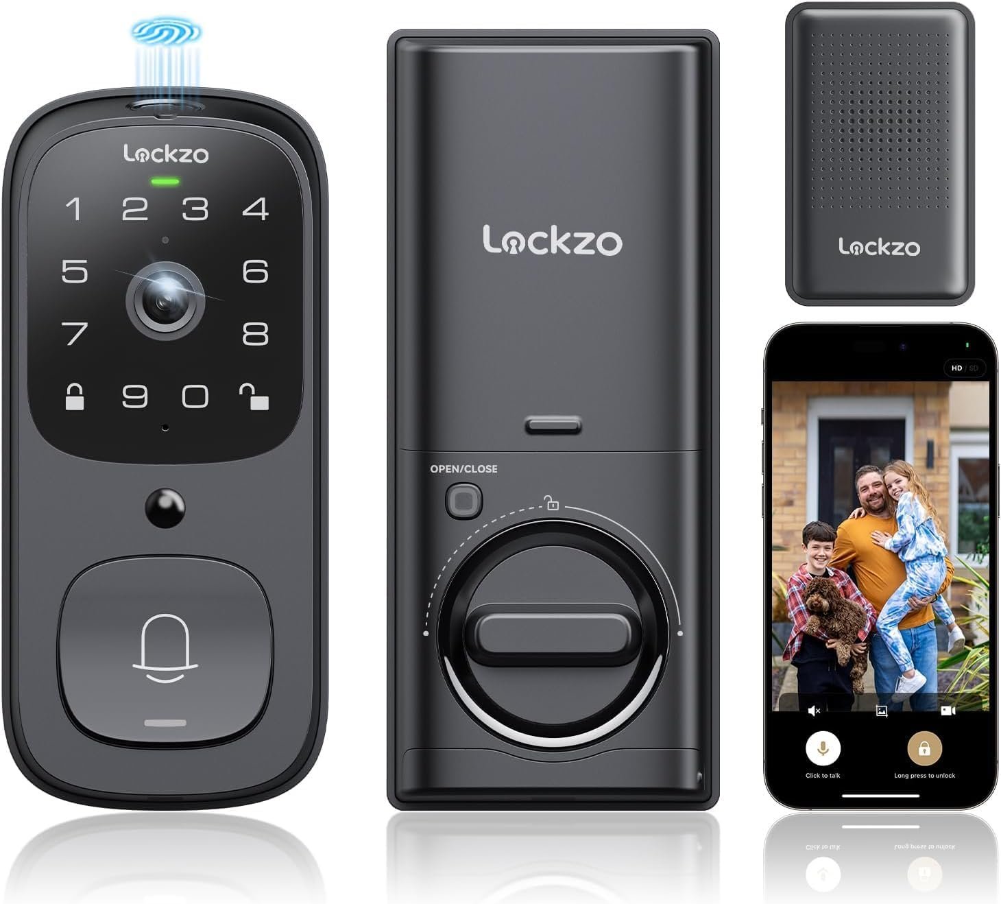 Video Smart Lock with Doorbell, 3 in 1 Keyless Entry Door Lock, Built-in WiFi Camera Deadbolt Lock for Front Door, Fingerprint, Keypad Code, App Control, Voice Control, Auto Lock, IP65, Video Calling