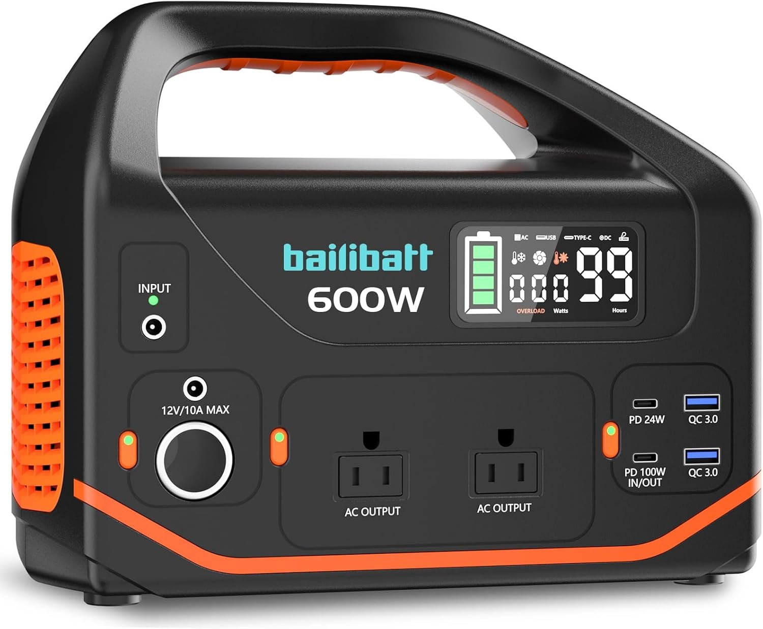 Portable Power Station 600W 293Wh Camping Lithium Battery, Portable Generator for Home Use Emergency Power Station Backup Travel Outdoor 100W PD & 110V Pure Sine Wave AC Outlet