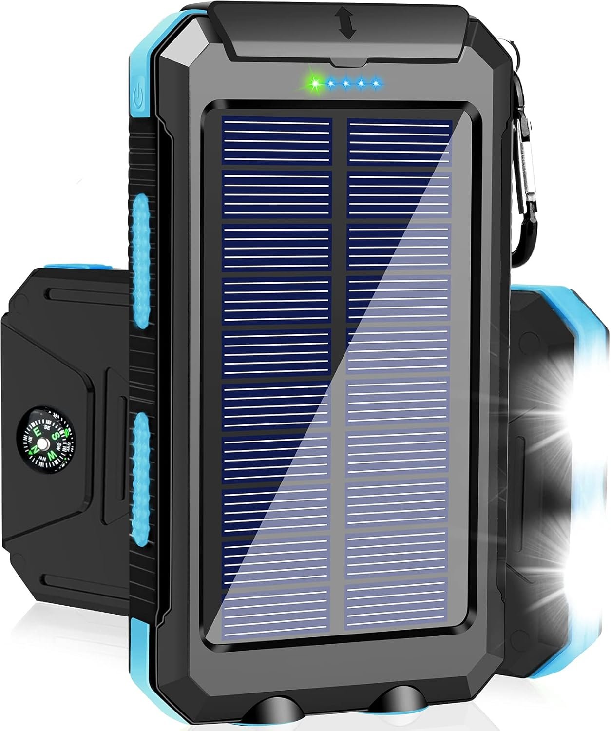 Portable Solar Charger Power Bank, 39800mAh Fast Charger with USB C Port, LED Flashlight, Compass for Cell Phones, Electronic Devices