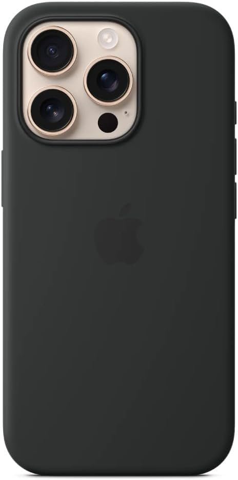 Apple iPhone 16 Pro Silicone Case with MagSafe and Camera Control: Lightweight Phone Case, Wireless Charging Compatible, Smooth Matte Finish; Black