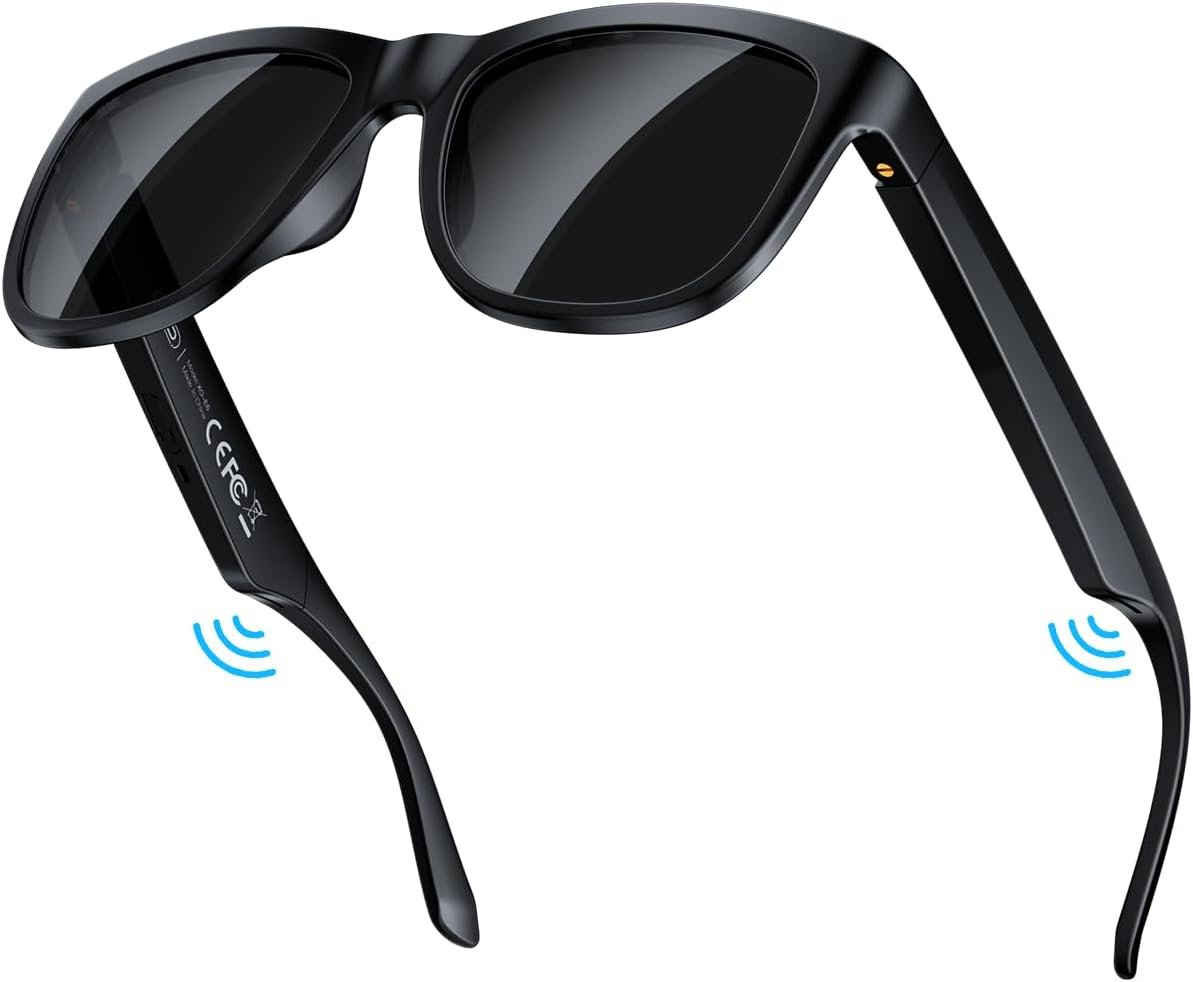 XO Simple is Beauty Smart Bluetooth Glasses,Built-in Mic & Speakers,Smart Wireless Headphone Sunglasses for Men and Women,Athletic/Outdoor UV Protection and Voice Control,Unisex(Black)