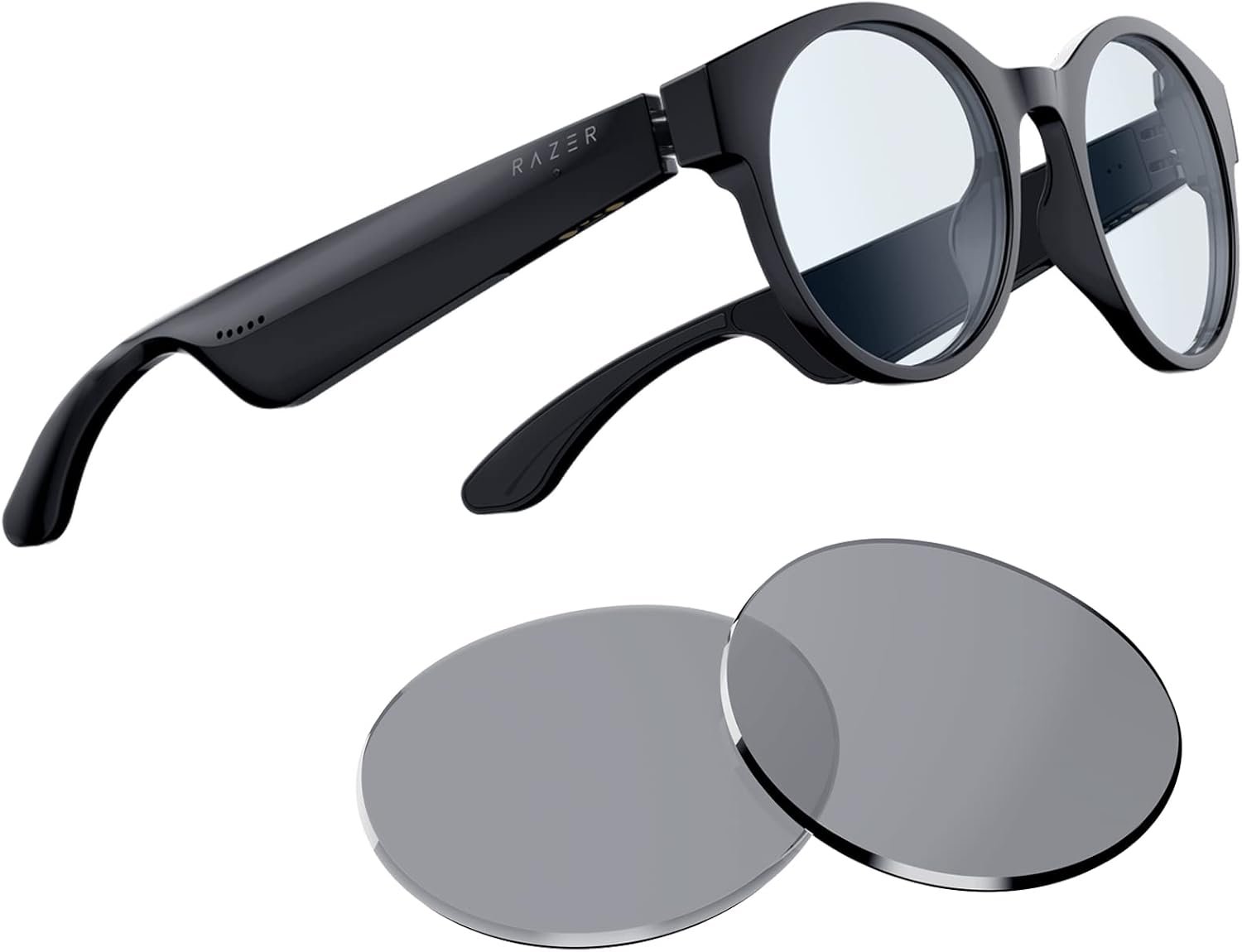 Razer Anzu Smart Glasses: Blue Light Filtering & Polarized Sunglass Lenses – Low Latency Audio – Built-in Mic & Speakers – Touch & Voice Assistant Compatible – 5hrs Battery – Round/Large