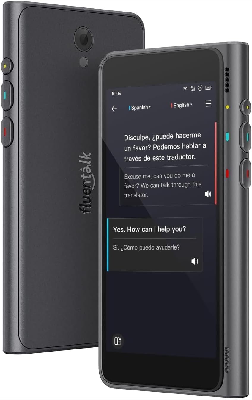 Timekettle Fluentalk New T1 Translator Device Supports 40 Languages, 31+ Offline Language Pairs, Photo Translation, No WiFi Needed, 2-Year Global Data, 4″ HD Screen for Travel