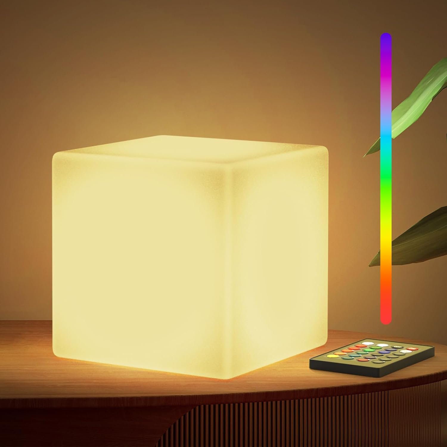 LOFTEK 7-inch LED Cube Night Lights: Rechargeable RGB 16 Colors Changing Light with Remote Control, IP65 Waterproof Cordless Table Lamp Night Light for Home Bedroom, Adults Kids Room Décor