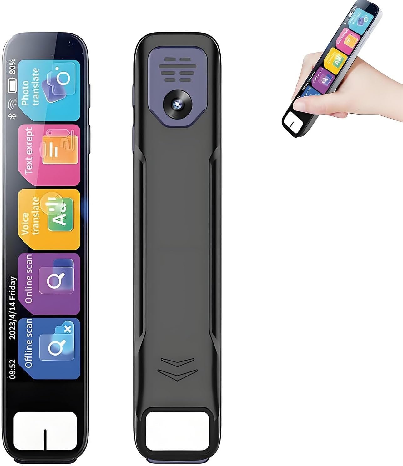Scan Sense Pen, ScanSense AI Smart Pen, Instant AI Answers for Math, History & More Offline Translation (60+ Languages), Camera, Bluetooth, Music & File Storage(Black)