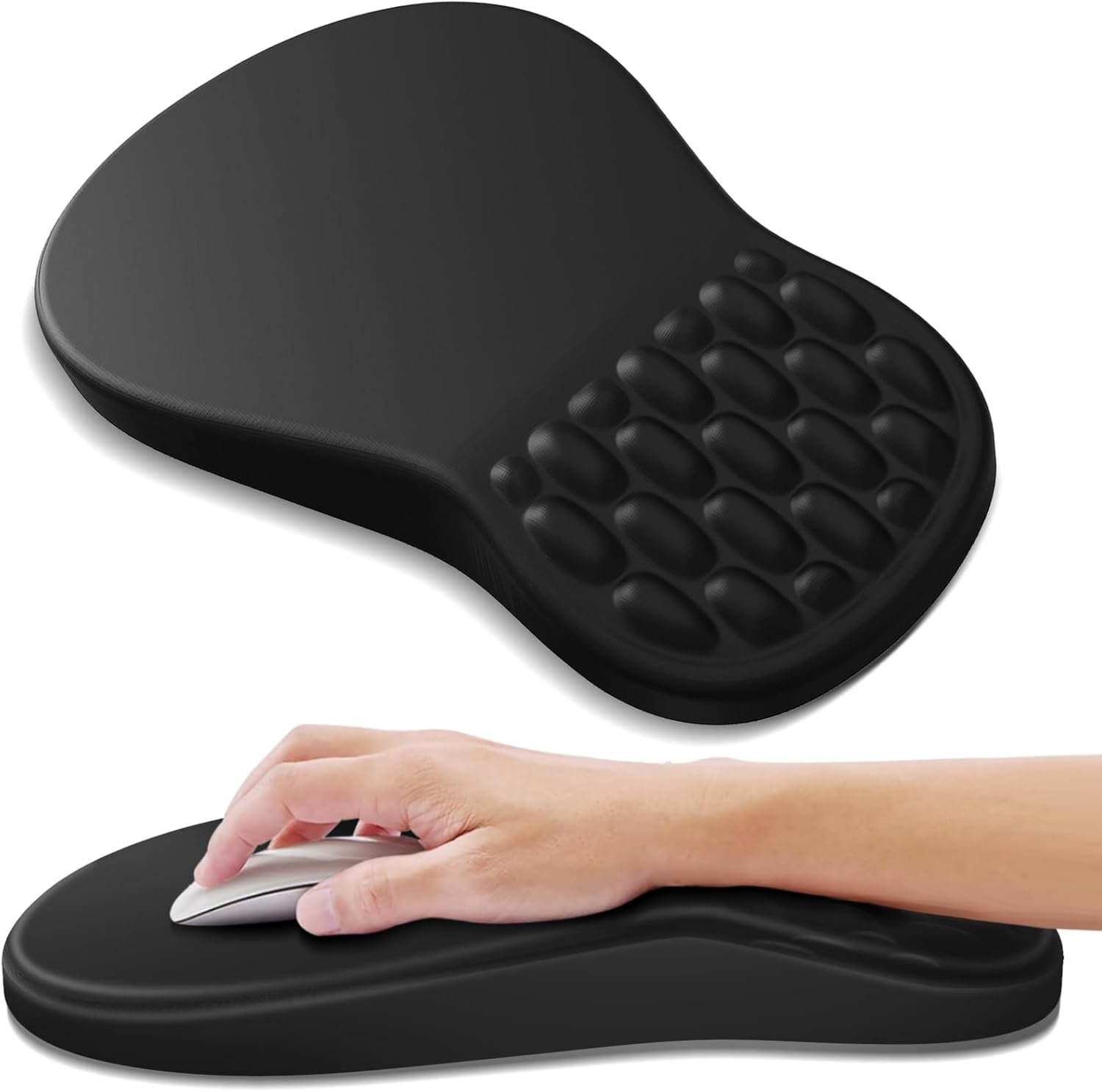 YIWEI Ergonomic Mouse Pad with Wrist Support – Gel Memory Foam Mouse Mat for Computer Keyboard & Laptop – Non-Slip Base, Pain Relief for Home Office & Gaming – Black