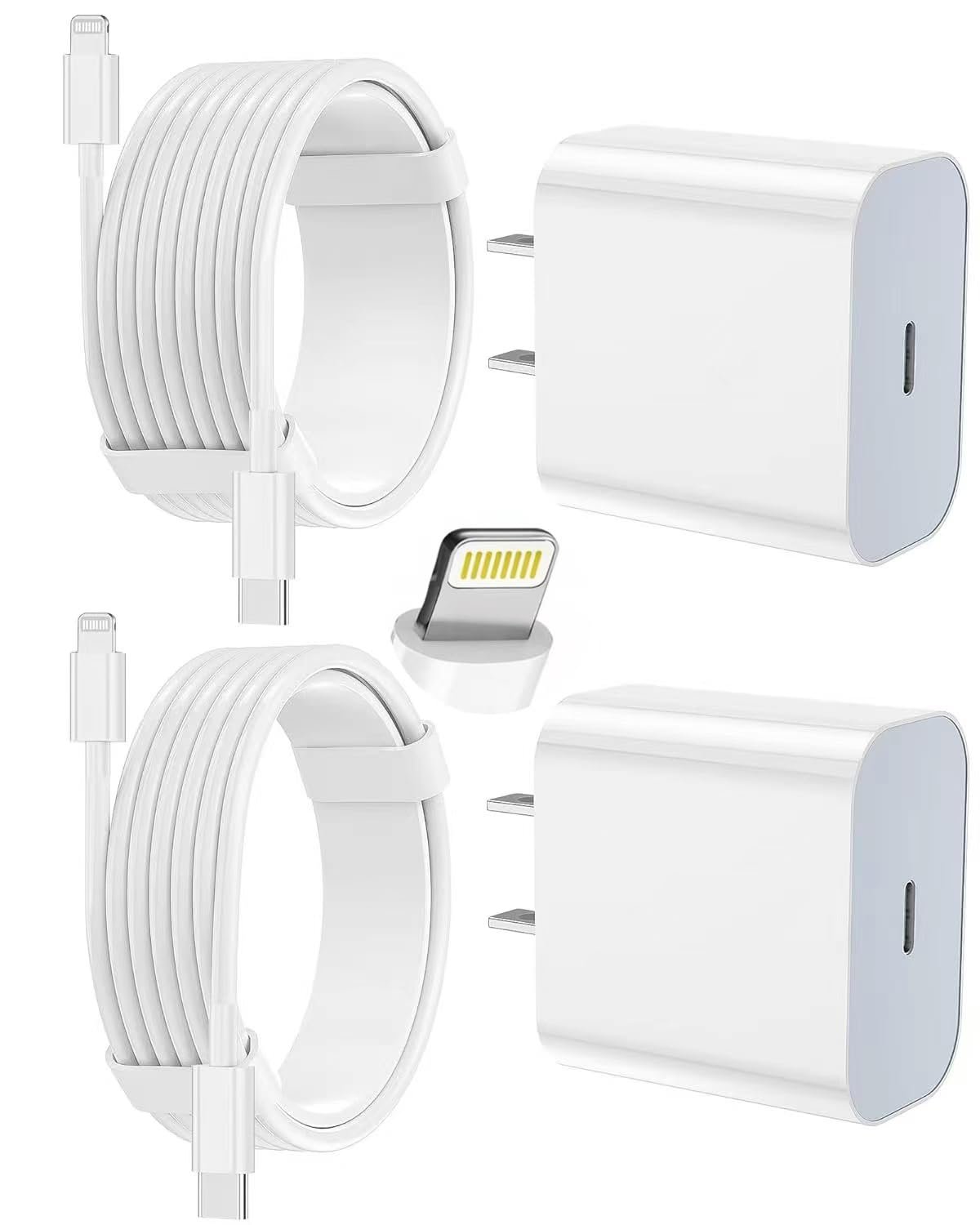 FEEL2NICE iPhone Charger Fast Charging 2 Pack Type C Wall Charger Block with 2 Pack [6FT&10FT] Long USB C to Lightning Cable for iPhone 14/13/12/12 Pro Max/11/Xs Max/XR/X,AirPods Pro