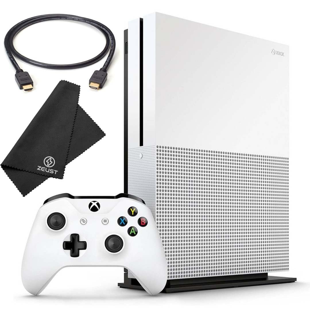 Zeust Xbox One S 512GB Console Bundle – Includes the Xbox One S 500 GB Console White, 1 Wireless Controller, HDMI Cable, and Microfiber Cloth – Compact Digital Gaming Kit (Renewed)