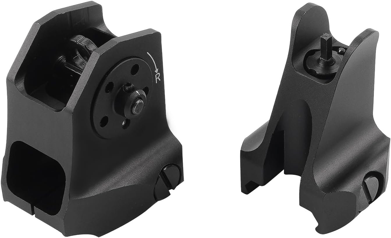Fixed Iron Sights Set Backup Front and Rear Sight Combo Set for Picatinny Wea-ver Rail Mount (Black)