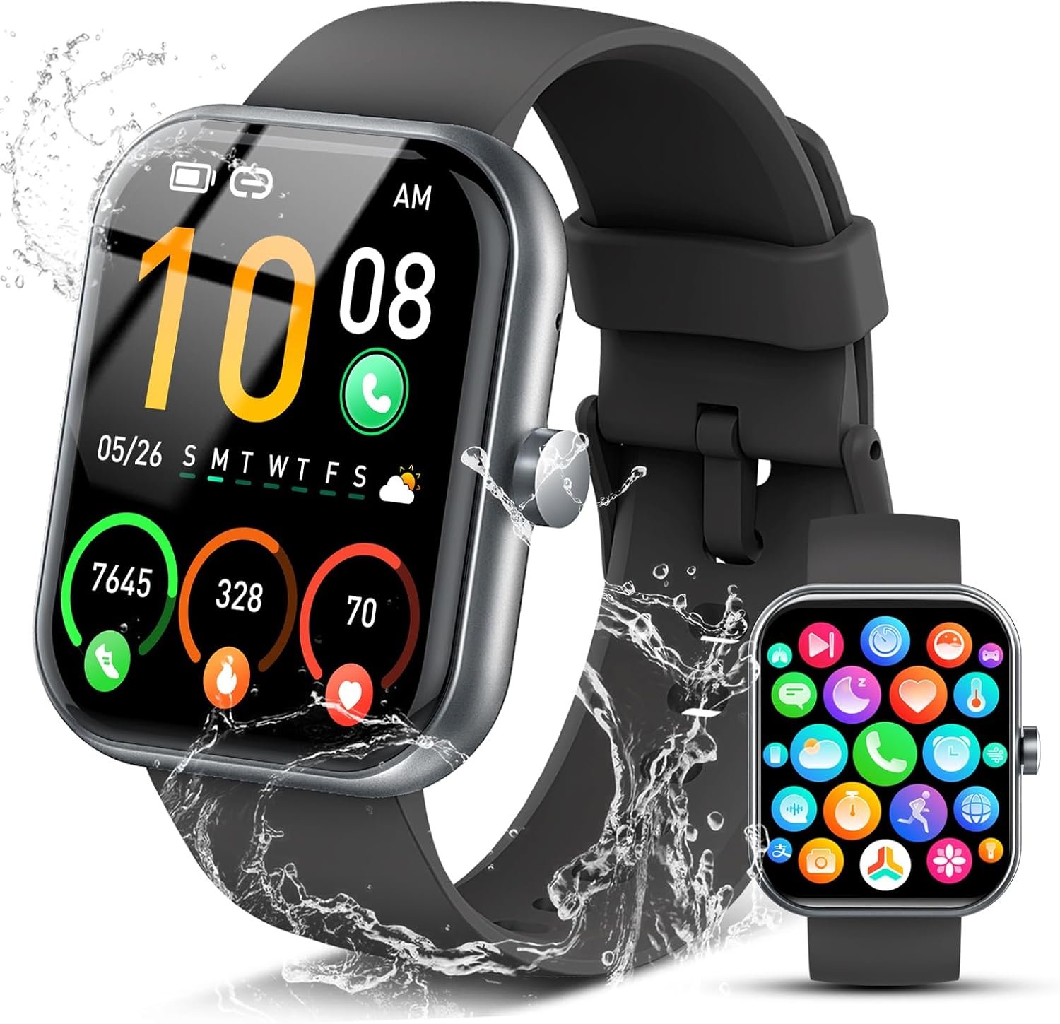 2025 Smart Watch for Men Women (Answer/Make Call), 1.96″ HD Fitness Tracker Running Watch,IP68 Waterproof,Pedometer, Sleep/Step/Activity/Heart Rate Monitor,110+ Sport Mode Smartwatch for Android Phone