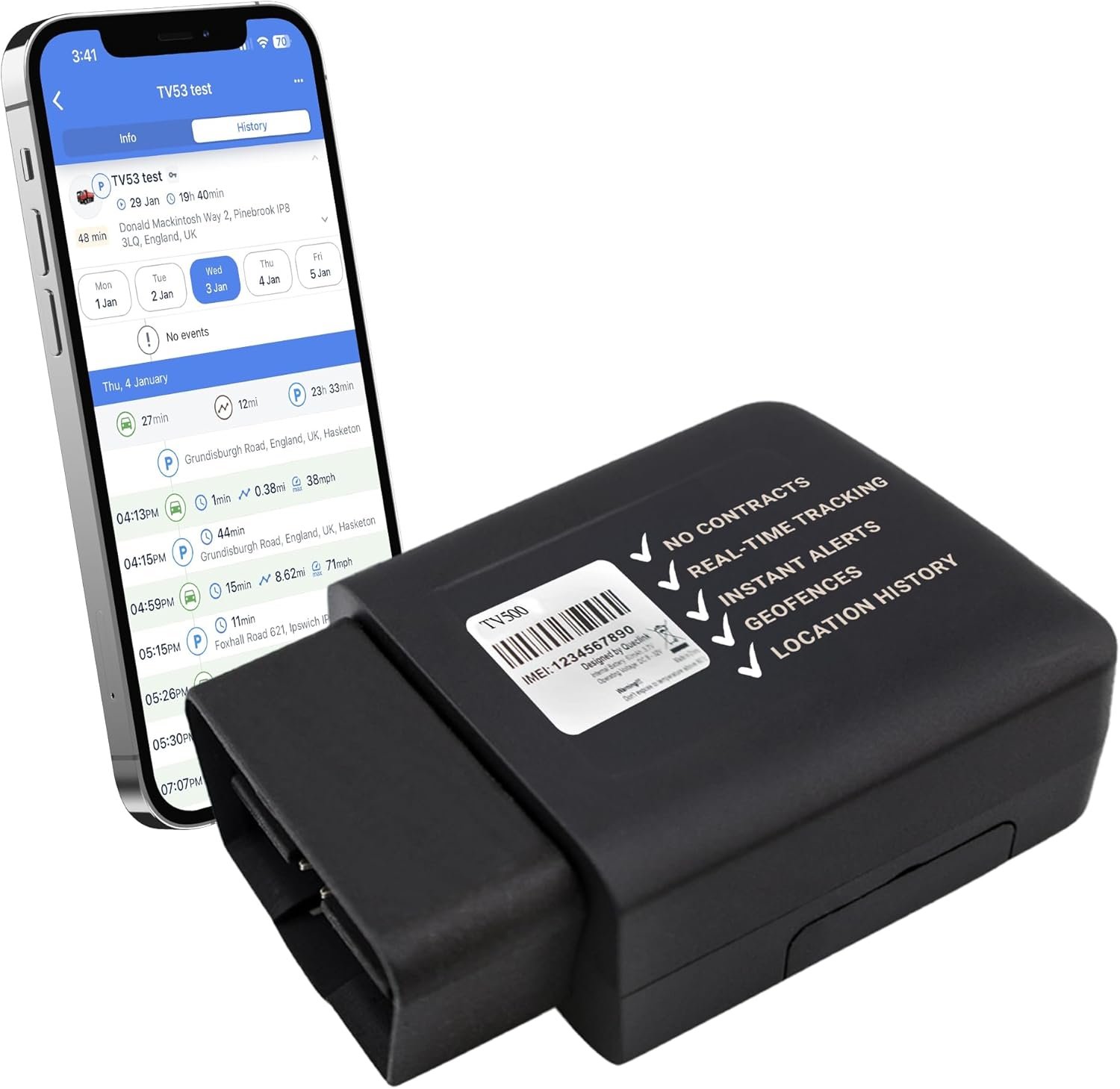 Truview TV500 OBD II, 4G GPS Tracker with Global SIM – Real-Time & Reliable Vehicle Tracking Device for Cars, Vans & Fleets – Plug & Play, Mobile App, 24/7 Support – No Contract Required
