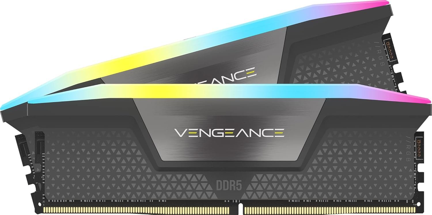 CORSAIR Vengeance RGB DDR5 96GB (2x48GB) DDR5 6000MHz CL30-36-36-76 1.40V AMD Expo & Intel XMP Desktop Computer Memory – Gray (CMH96GX5M2B6000Z30)