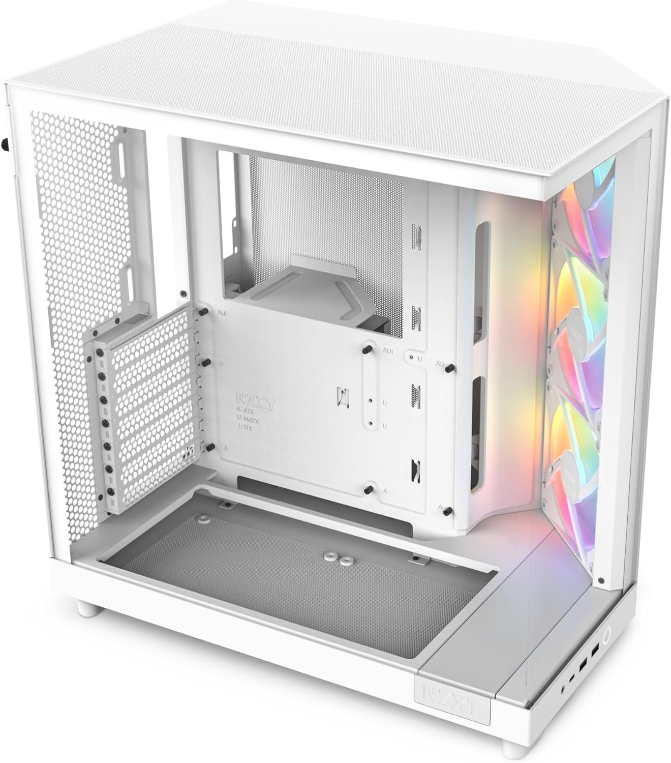 NZXT H6 Flow RGB Mid-Tower Airflow Case with 3 RGB Fans, Panoramic Glass Panels, and Cable Management – White