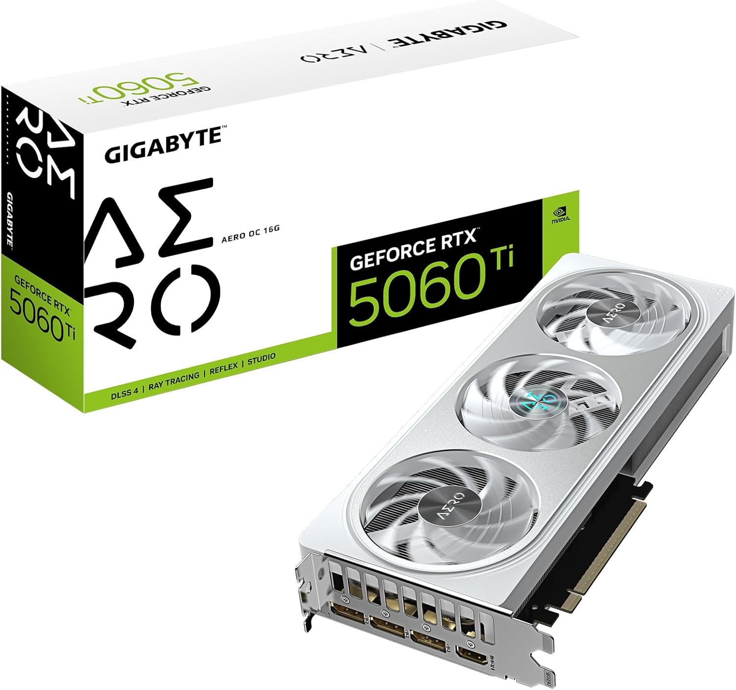 GIGABYTE GeForce RTX 5060 Ti AERO OC 16G Graphics Card, 16GB 128-bit GDDR7, PCIe 5.0, WINDFORCE Cooling System, by NVIDIA, DisplayPort & HDMI – Video Output Interface, GV-N506TAERO OC-16GD Video Card