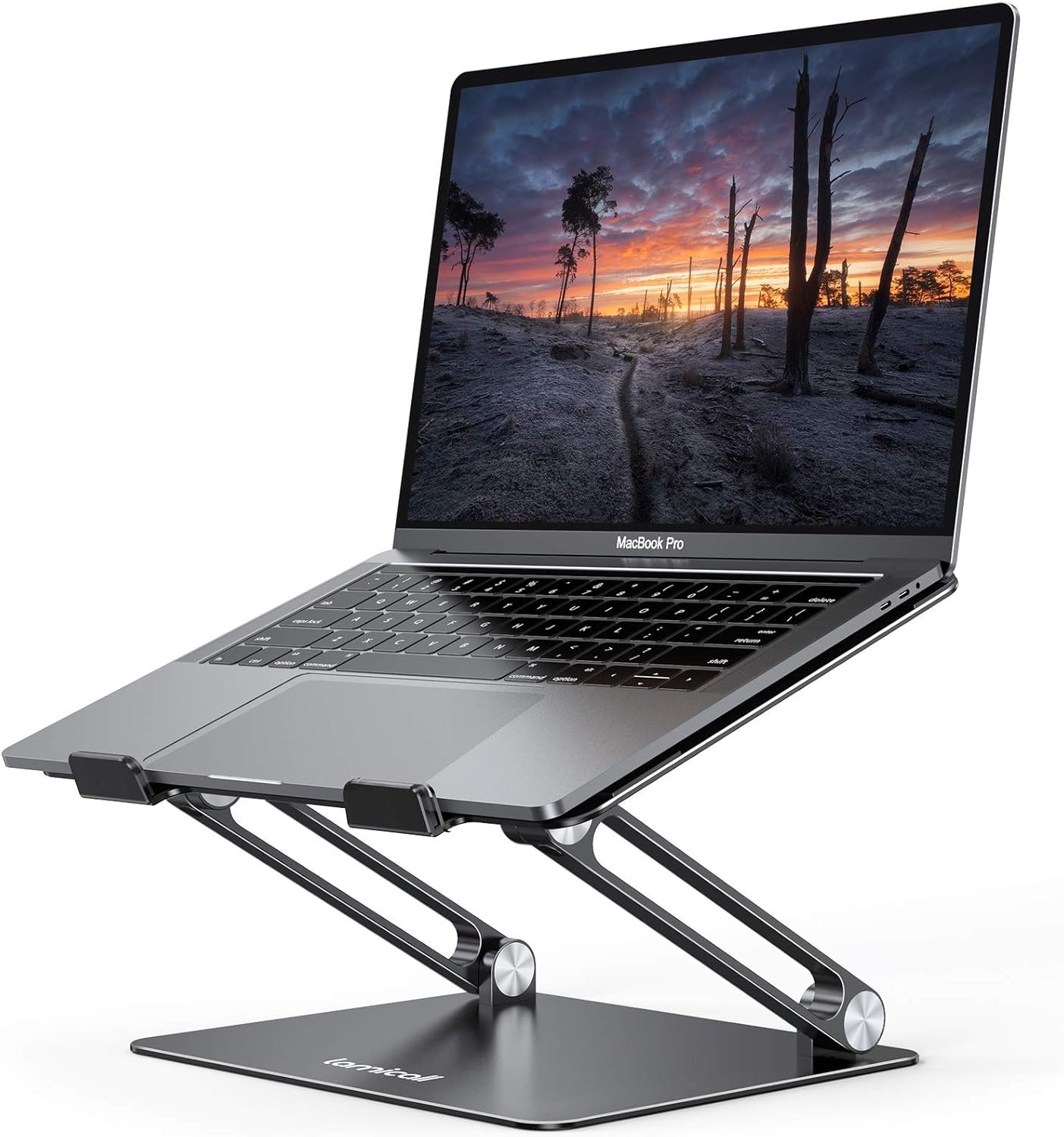 Lamicall Adjustable Laptop Stand, Portable Laptop Riser, Aluminum Laptop Stand for Desk Foldable, Ergonomic Computer Notebook Stand Holder for MacBook Air Pro, Dell XPS, HP (10-17.3”) – Black