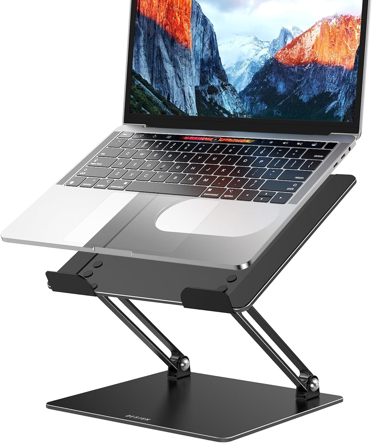 BESIGN LS10 Aluminum Laptop Stand, Ergonomic Adjustable Notebook Tablet Stand, Computer Holder Compatible with Air, Pro, Dell, HP, Lenovo More 10-14″ Laptops, Black