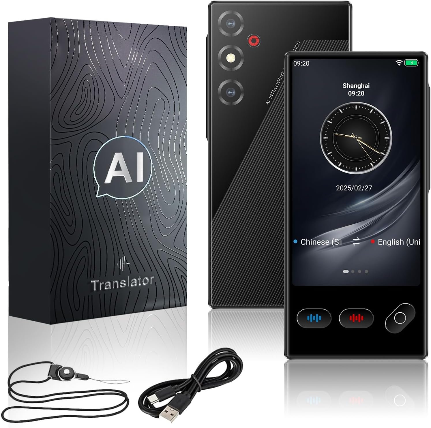 Language Translator Device, 2025 Real Time AI Translator Device, Instant Translator with 148 Languages/ChatGPT/Photo Translator for Business, Learning, Travelling