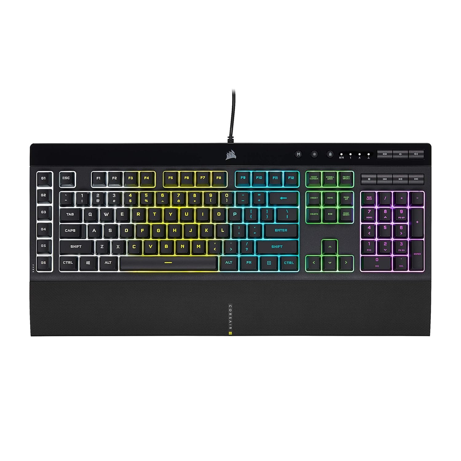 Corsair K55 RGB PRO Membrane Wired Gaming Keyboard – IP42 Dust and Spill-Resistant – 6 Macro Keys with Elgato Integration – iCUE Compatible – QWERTY NA – PC, Mac, Xbox – Black