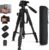 75″ Camera Tripod, Aluminum Heavy Duty Camera Stand for ipad Phone, Travel Tripod with/Carry Bag/Phone Tablet Holder, Compatible with Canon Nikon Sony DSLR, Spotting Scopes, Max Load 15 Lb(Black)